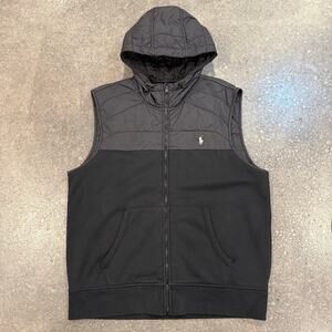 Polo Ralph Lauren Zip Up Hooded Puffer Fleece Vest Jacket Black Men’s Size L
